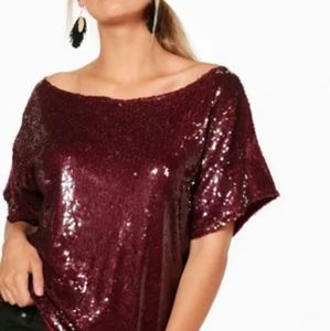 NWT Red sequin top size 12